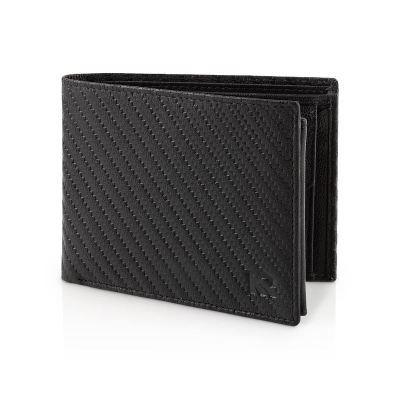 KRONIFY Men's Leather Wallet | RFID Blocking | Bifold Trifold Wallet | Landscape Format | Coin Pocket | 13 Card Slots | Reinforced Seam | Gift Box Included | Nappa Red-Brown Genuine Leather