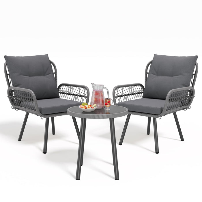 Ahomly Patio Furniture Sets,Bistro Table And Chairs Set Of 2, With Glass Table,Outdoor Furniture Sets For Balcony, Patio, Porch, Backyard, Poolside And Garden,Grey (LOCAL PICKUP ONLY)