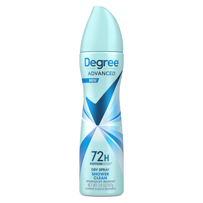 Degree Advanced Antiperspirant Deodorant Dry Spray Shower Clean 72-Hour Sweat And Odor Protection Spray Antiperspirant For Women With Motionsense Technology 3.8 Oz