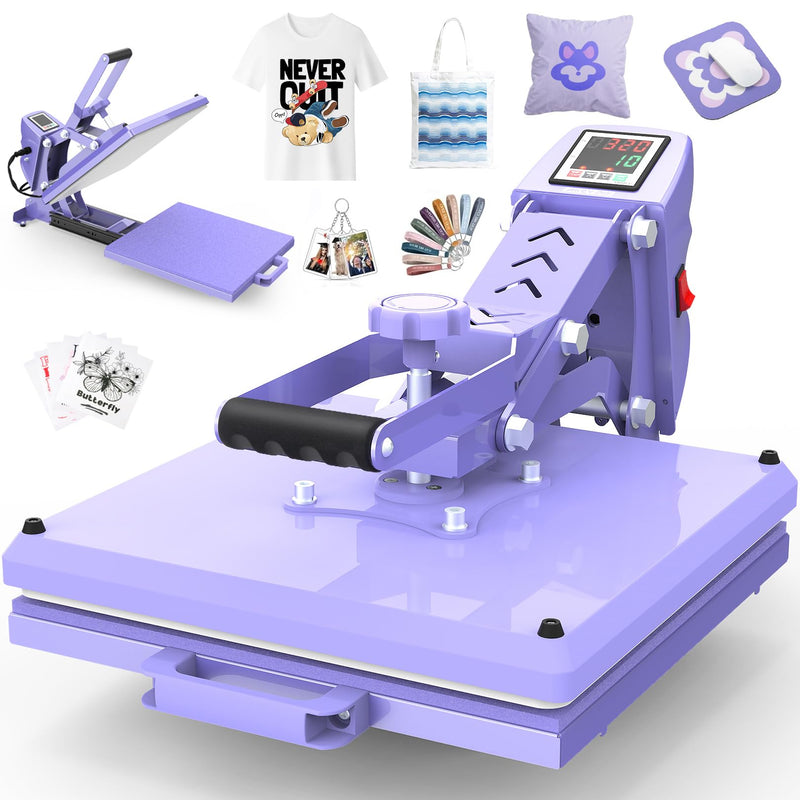 AKEYDIY 15" X 15" Slide Out Heat Press For T Shirts - Fast Heating For Sublimation, Industrial Even Heat Transfer & Precise Temp Control, Shirt Heat Press For Vinyl & Fabric Projects(Purple) (LOCAL PICKUP ONLY)
