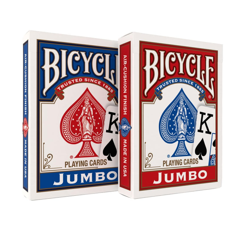 Bicycle Jumbo Index Playing Cards , 2 Pack Large Print Poker Size Deck Of Cards For Easy Reading, Family Card Games, And Casino Play