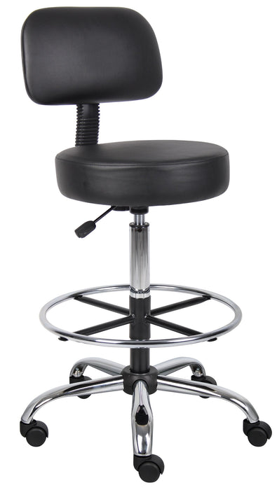 Boss Office Products Be Well Medical Spa Drafting Stool With Back, Black (LOCAL PICKUP ONLY)