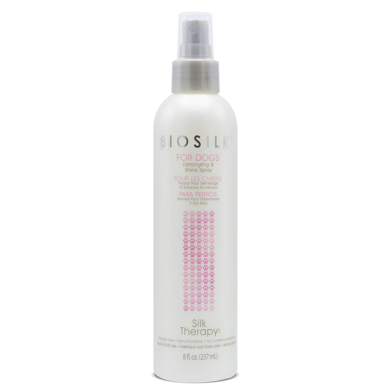 Biosilk For Dogs Silk Therapy Detangling Plus Shine Mist For Dogs | Best Detangling Spray For All Dogs & Puppies For Shiny Coats And Dematting | 8 Oz Bottle (Packaging May Vary),WHITE (Pack Of 1)