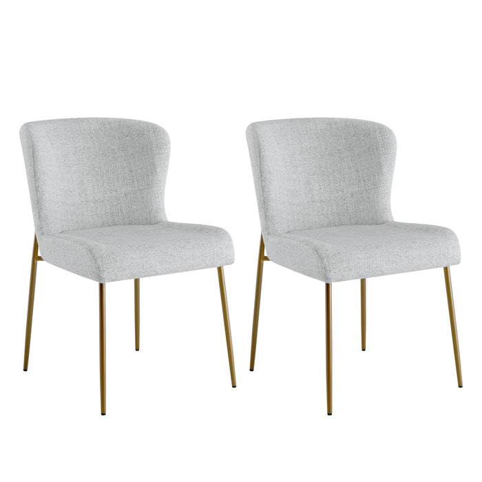 CHITA Modern Dining Chairs Set Of 2,Upholstered Mid Century Modern Chair Armless Fabric Accent Chairs With Metal Legs For Kitchen Dining Room,White In Fabric (LOCAL PICKUP ONLY)
