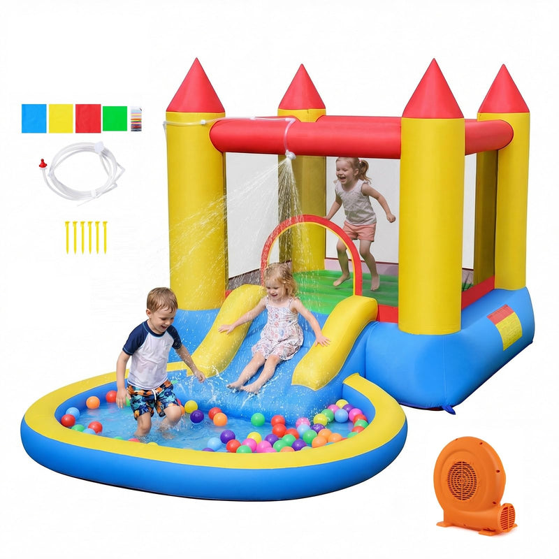 BOUNTECH  Inflatable Water Slide Bounce House With Ball Pit & Splash Pool, Bouncy Jump Castle For Kids Backyard Fun With GFCI 550W Blower, Blow Up Water Slides Inflatables For Kids Outdoor Party Gifts (LOCAL PICKUP ONLY)