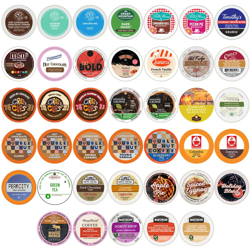 Perfect Samplers Coffee, Tea, Cider,Cappuccino For Keurig K Cups Brewers, Mix 40 Count