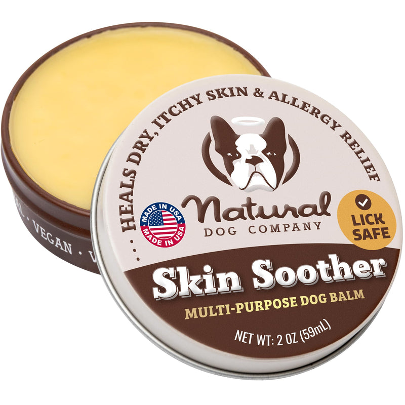 Natural Dog Company Skin Soother Balm For Dogs – Dog Skin Balm For Dry Winter Skin, Seasonal Sensitivity & Environmental Stress, Dog Moisturizer With Coconut Oil, Calendula & Vitamin E, 2 Oz Tin