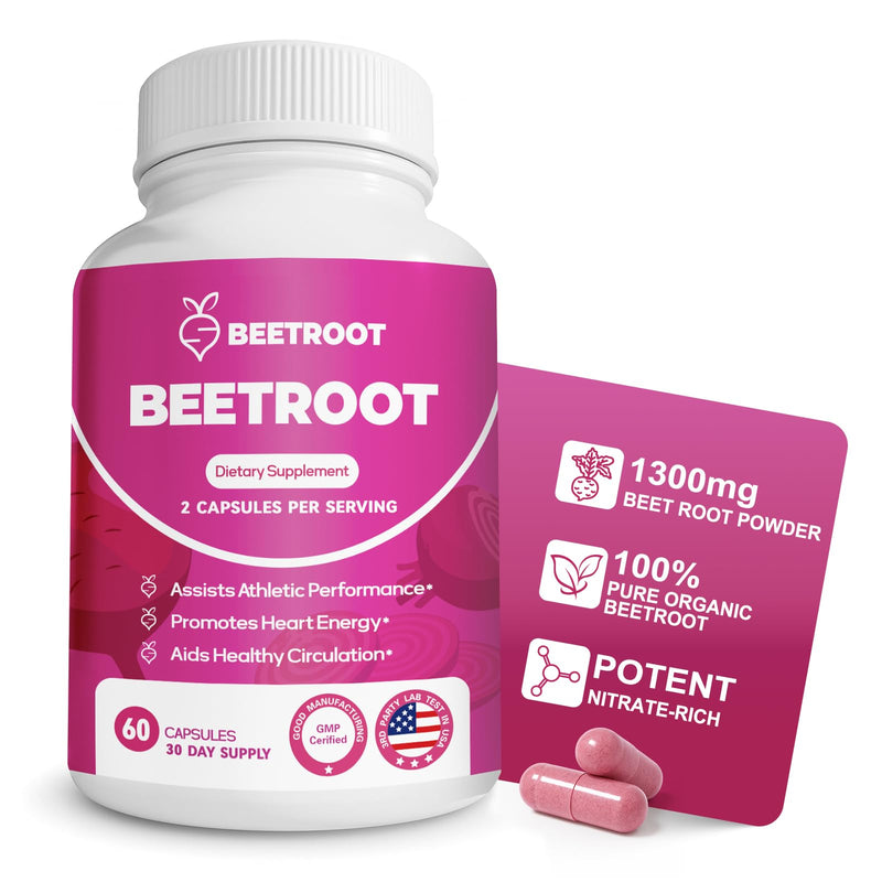 Zyliavitax Beet Root Capsules 1300Mg Organic Beet Root Powder, 60 Capsules