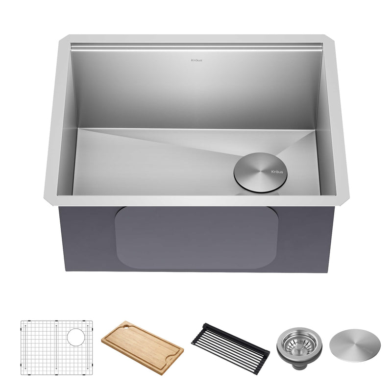 KRAUS Kore 23-Inch Undermount Workstation 16 Gauge Single Bowl Stainless Steel Kitchen Sink With Accessories, KWU111-23 (LOCAL PICKUP ONLY)