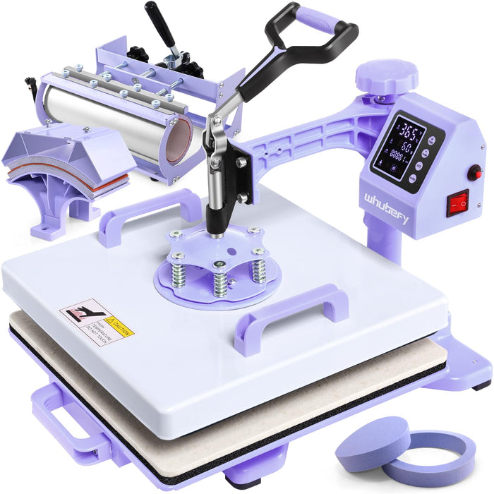 Whubefy 15X15 Heat Press Machine For T Shirts 5 In 1 Combo With 30Oz Tumbler Press, Slide Out & Swing Away, Dual Tube Fast Heating, 3 Preset Modes & Counting Function For Bulk DIY Hats, Mugs, Plates (LOCAL PICKUP ONLY)