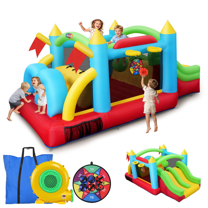 Inflatable Bounce House For Kids, Connectable Obstacle Course With Tunnels, Blow Up Jump Bouncy Castle Indoor Outdoor Backyard Party Gift, For Ages 3–12 (Connectable Castle Unit A) (LOCAL PICKUP ONLY)