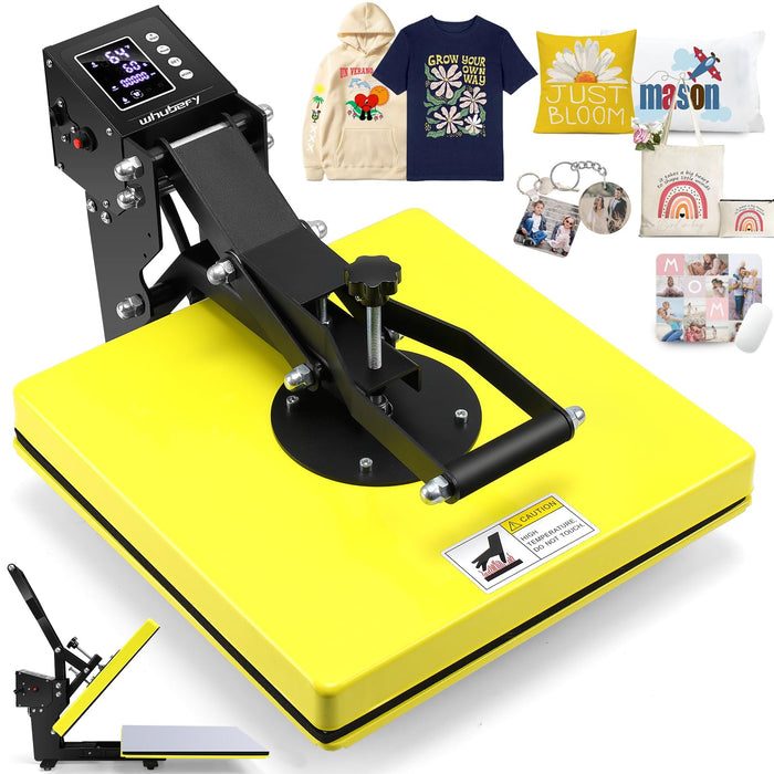 Whubefy Heat Press 15X15 Slide Out, Clamshell Heat Press Machine For T-Shirts, Bags, Mouse Pads & More, Dual-Tube Fast Heating, Digital Industrial Sublimation Printer For Heat Transfer Vinyl (LOCAL PICKUP ONLY)