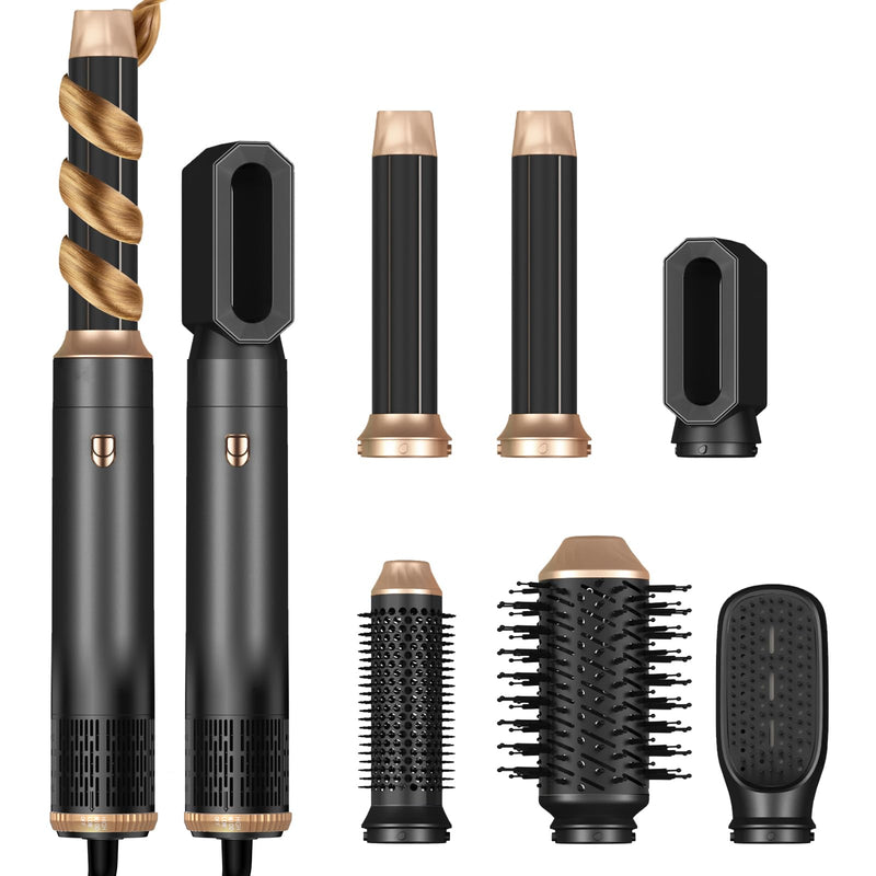 Yitrust 6 In 1 Hair Dryer Brush, Blow Dryer Brush Ionic Hair Dryer, Oval Hot Air Brush, Hair Curler Hair Straightener Magic Styler Autowrap Air Styler (Black)