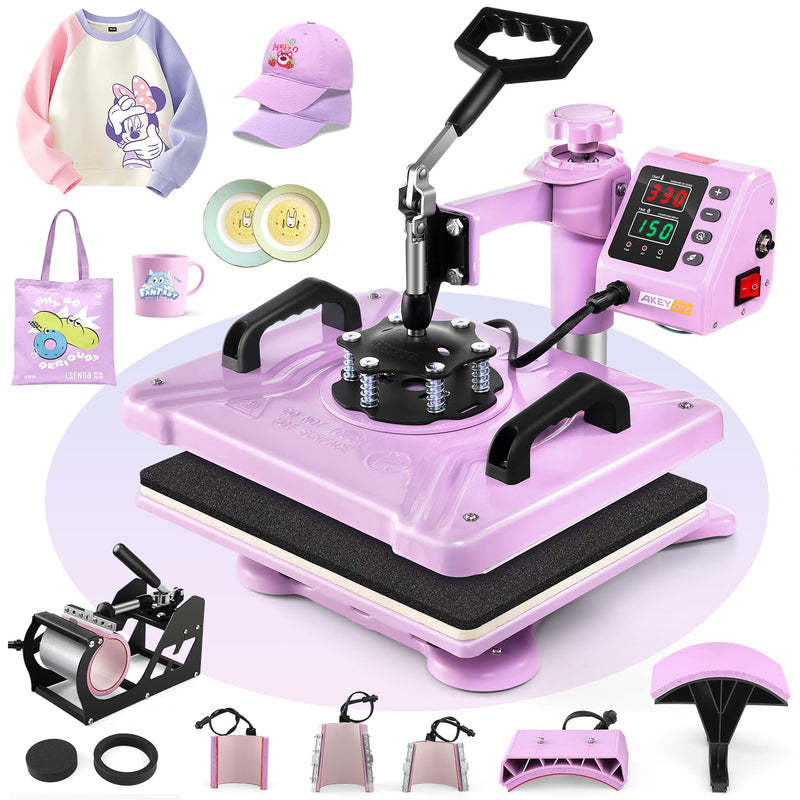 AKEYDIY Heat Press, 8 In 1 Tshirt Press Machine 15"X12" 360° Swing Away Digital Industrial Heat Transfer Machine, Multifunctional Sublimation Heat Press Machine For T Shirts/Mug/Cap/Plate/DIY (LOCAL PICKUP ONLY)
