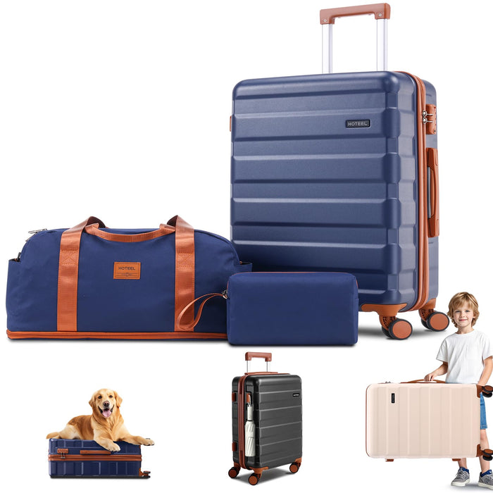 Hoteel Luggage Sets 3 Piece, 4-Yr Warranty Durable Suitcase Dual-Spinner Wheel TSA Lock, Lightweight Travel Hardshell ABS Carry On Luggage For Men&Women, Navy(20In/DB/TB) (LOCAL PICKUP ONLY)