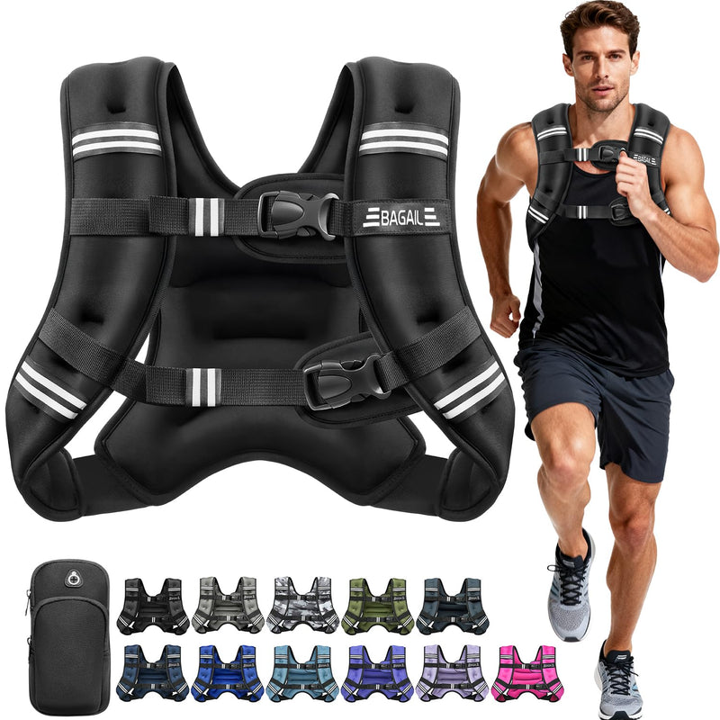 BAGAIL Comfort-Fit Weighted Vest For Woman, Even Weight Distribution, Faster Weight Loss, No-Chafe Or Bounce For Walking & Running With Detachable Phone Pouch & Reflective Stripes (Available 5-30Lbs) (LOCAL PICKUP ONLY)