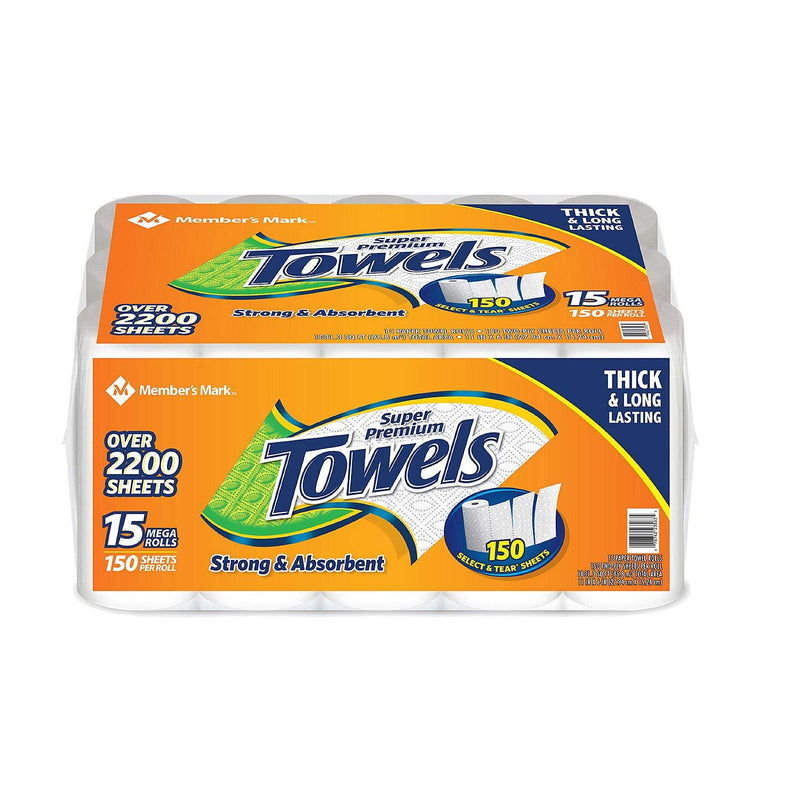 Member's Mark Super Premium Paper Towels, 15 Rolls, 150 Sheets Per Roll (LOCAL PICKUP ONLY)