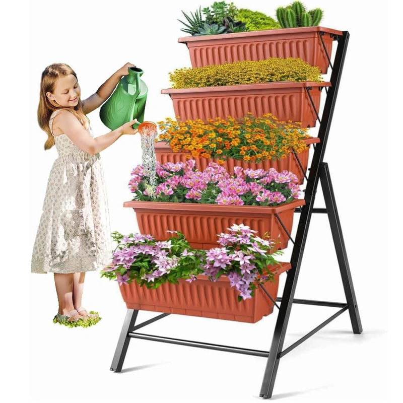SEJOV 4FT Vertical Raised Garden Bed, 5 Tiers Planter Box With Drainage System For Herb Vegetables Flowers, Elevated Garden Bed Perfect For Patio Balcony Greenhouse Outdoor And Indoor Garden Planters (LOCAL PICKUP ONLY)
