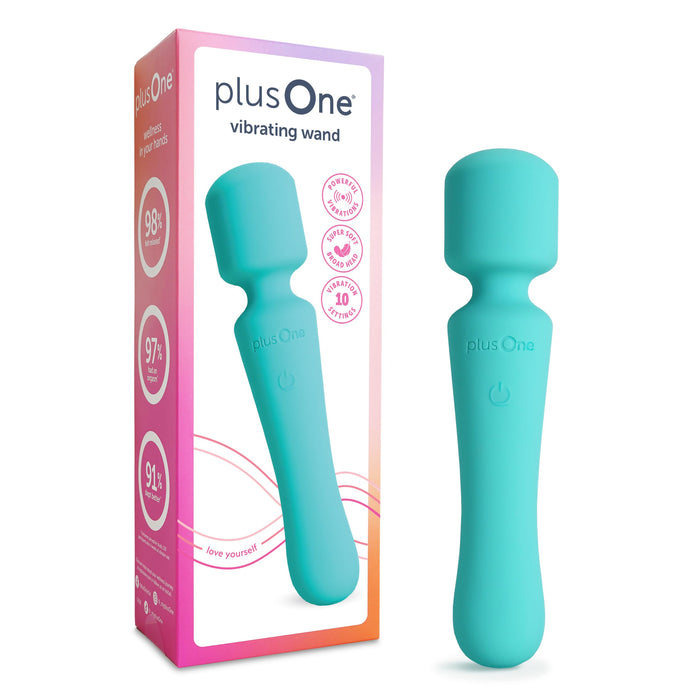 Plusone Wand Vibrator For Solo Or Partner Play, Muscle Relaxation, Sex Toy Made Of Body-Safe Silicone, Waterproof, Rechargeable, Handheld Massager With 10 Vibration Settings, Teal