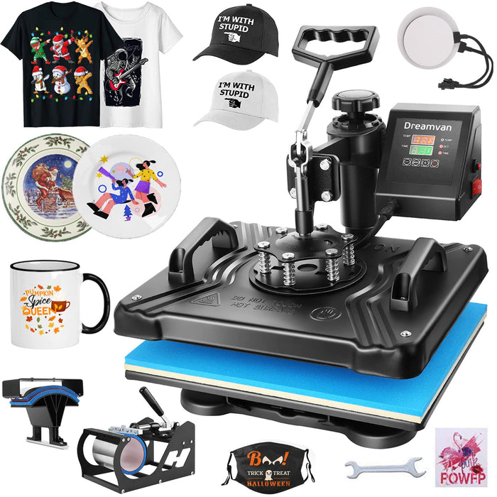 WHUBEFY Heat Press,5 In 1 Tshirt Printing Machine 15"X12" Digital Industrial Heat Transfer Machine,Sublimation Heat Press Machine For T Shirts/Mug/Cap/Plate/DIY (LOCAL PICKUP ONLY)