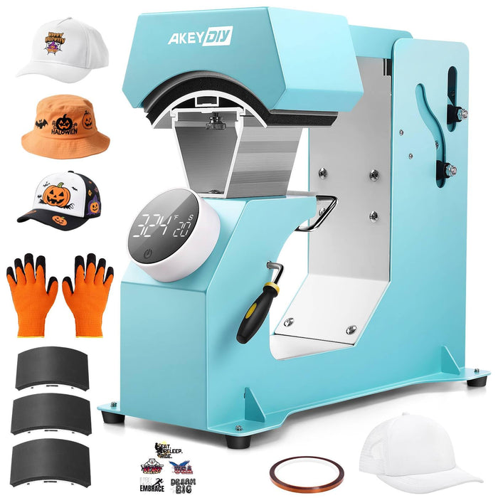 AKEYDIY 3-In-1 Auto Cap Heat Press Machine, Hat Heat Press With 3Pcs Replaceable Heating Pads, Automatic Release&Press Knob-Style Digital Control Panel, DIY Sublimation Caps T-Shirts Bags (LOCAL PICKUP ONLY)