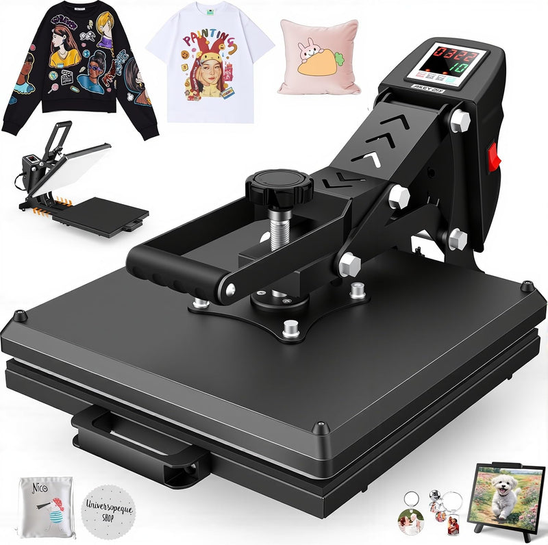AKEYDIY Heat Press 15X15, Digital Shirt Press Heat Up Fast & Even, Pro Pull Out Heat Press Lower Platen Slide Out Heat Transfer Sublimation Heat Press Machine For Tshirts, Pillow, Pad, Bag, Black (LOCAL PICKUP ONLY)