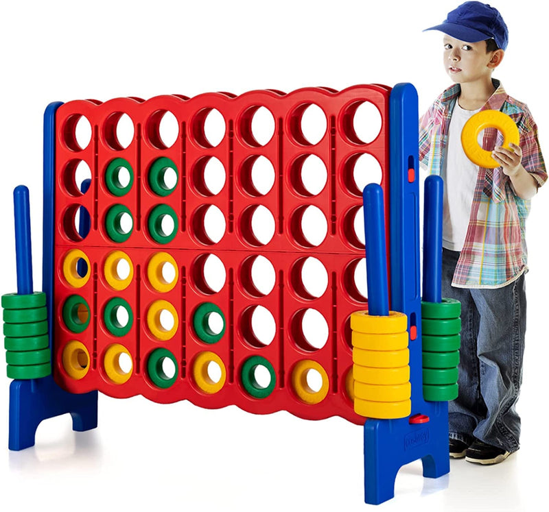 HONEY JOY Jumbo 4-To-Score Giant Game Set, Giant Outdoor Yard Games For Family, 42 Jumbo Rings & Quick-Release Slider, 3.5FT Tall Giant 4-In-A-Row For Kids & Adults (LOCAL PICKUP ONLY)