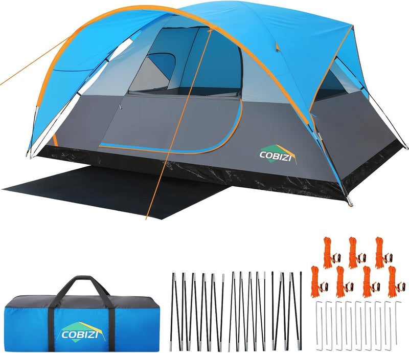 COBIZI Camping Tent, 8 Person Easy Setup Waterproof Windproof Family Tent With Removable Rainfly, Lightweight Portable Outdoor All-Season Dome Tent For Camping, Travel, Fishing, Hiking (Blue) (LOCAL PICKUP ONLY)