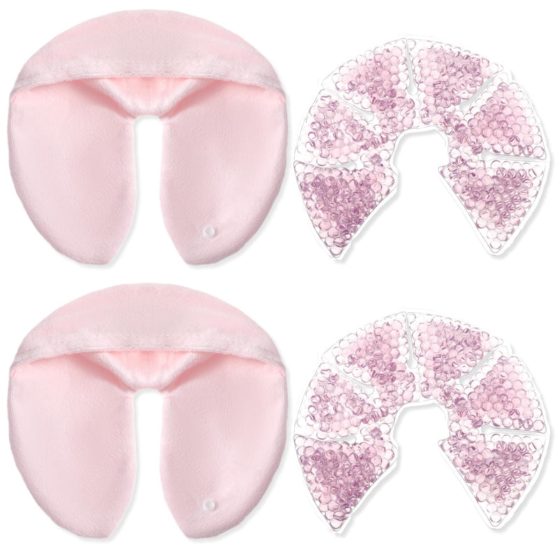 Breast Therapy Packs With Soft Covers, Breast Gel Bead Ice Packs, Breast Cooling/Heat Pads Breastfeeding Essentials For Relieve Nursing Pain, Engorgement, Clogged Ducts(Pink)
