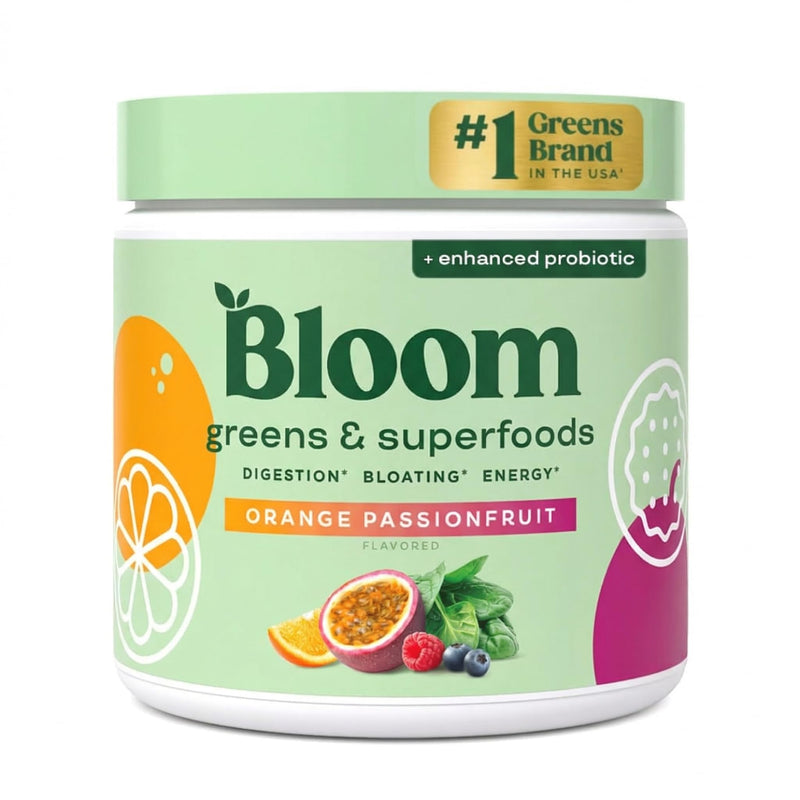Bloom Nutrition Superfood Greens Powder, Orange Passionfruit, 30 Servings