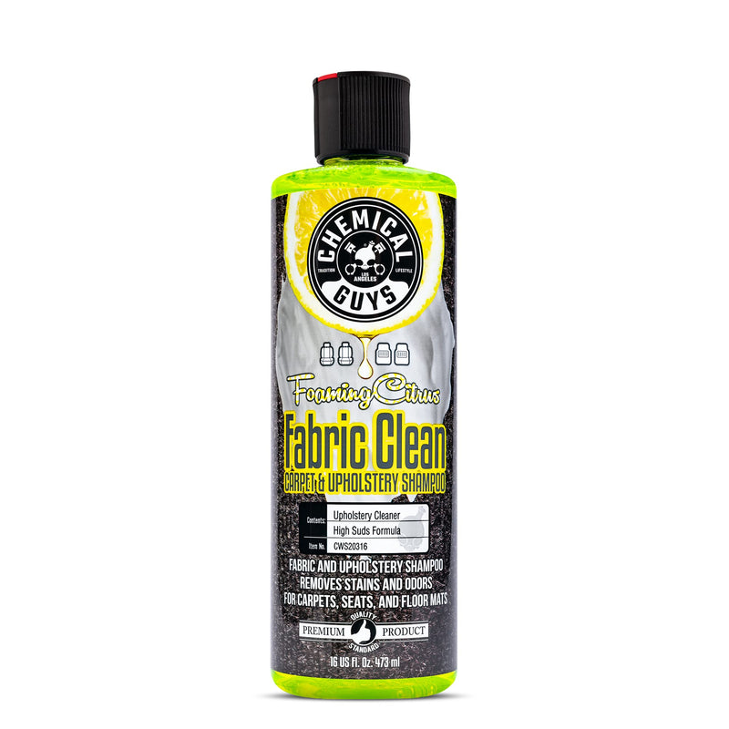 Chemical Guys Foaming Citrus Fabric Clean, Carpet And Upholstery Cleaner - Car Carpet Cleaner For Seats, And Floor Mats, Safe For Home, Office & More, Citrus Scent - 16 Oz