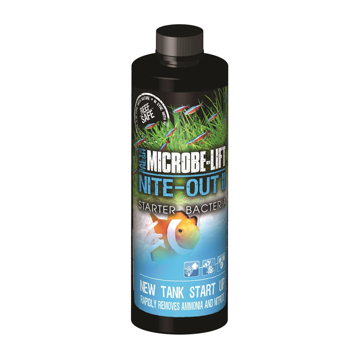 MICROBE-LIFT NITEH04 Nite-Out II Aquarium And Fish Tank Cleaner For Rapid Ammonia And Nitrite Reduction, Freshwater And Saltwater, 4 Ounces