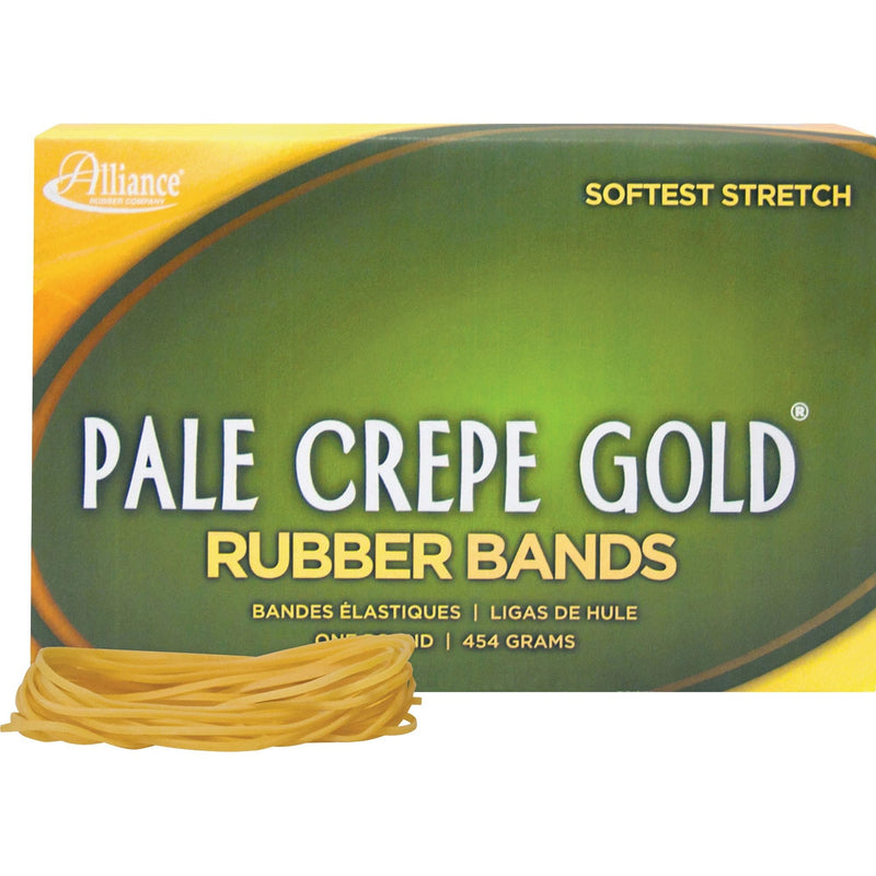 Alliance(R) Pale Crepe Gold™ Rubber Bands In 1 Lb. Box, #19 3 1/2In. X 1/16In., Box Of 1890