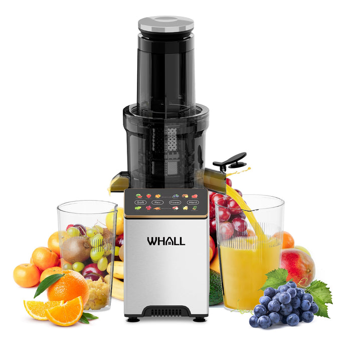 Whall Masticating Slow Juicer, Professional Stainless Juicer Machines For Vegetable And Fruit, Touchscreen Cold Press Juicer With 2 Speed Modes,Gold