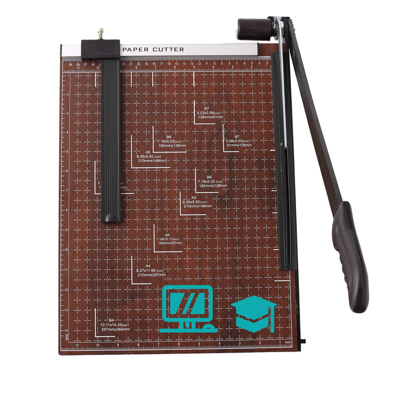 CROFULL 15" Cut Length Professional Guillotine Paper Cutter, 12 Sheet Capacity A4 Paper Trimmer With Blade Latch Hook (Red)