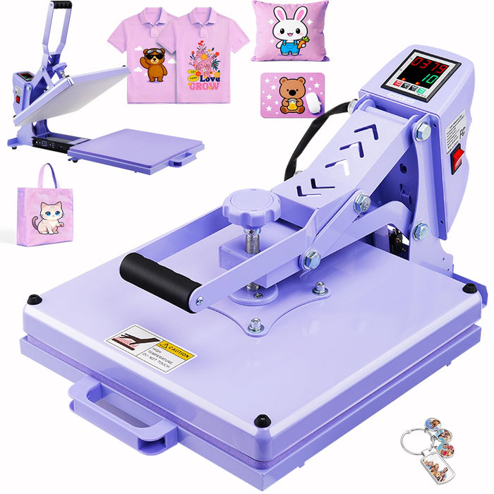 Heat Press 15X15 Slide Out, Detachable Heat Press Machine For T-Shirts Professional Distribute Heat Evenly, T-Shirt Press For Sublimation, Heat Transfer Projects (Clamshell Purple) (LOCAL PICKUP ONLY)
