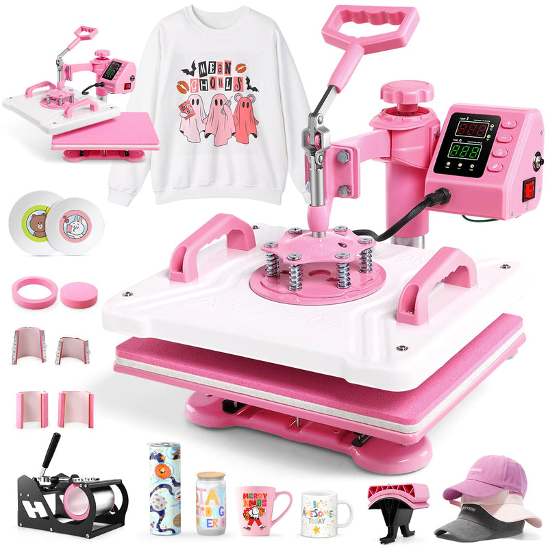 Whubefy 8 In 1 Heat Press Machine 15"X12" With Tumbler Press Hat Press, Industrial Sublimation Heat Press Machine For T Shirts Bags Hat Cap Mug Plate, 360° Swing Away T Shirt Press Machine Transfer (LOCAL PICKUP ONLY)