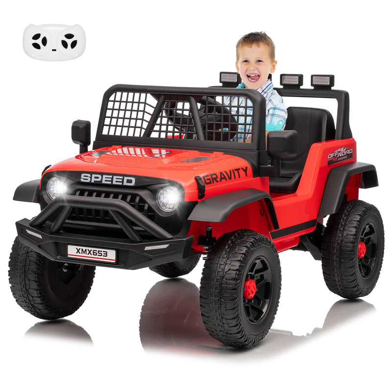 Garveelife 12V Kids Ride On Car Truck, Kids Electric Vehicles Car Ride On Toy Extra Wide Seat And Legroom For Toddlers With Remote Control, 3 Speeds, LED Light, Music, USB For Children 3-6 Years, Red (LOCAL PICKUP ONLY)