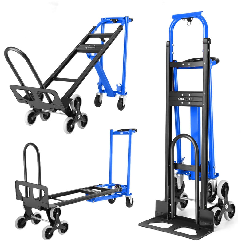1000Lbs Stair Climbing Dolly, 3-In-1 Convertible Aluminum Hand Truck, Blue (LOCAL PICKUP ONLY)