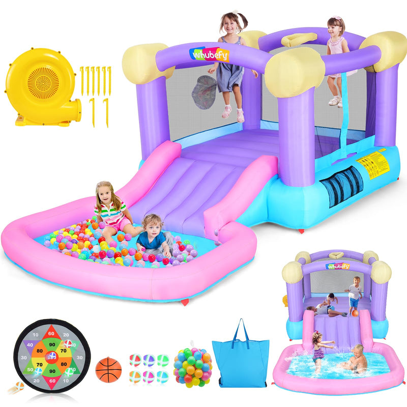 Whubefy Pink Inflatable Bounce House For Kids Indoor Backyard,161X82x63inch (LOCAL PICKUP ONLY)