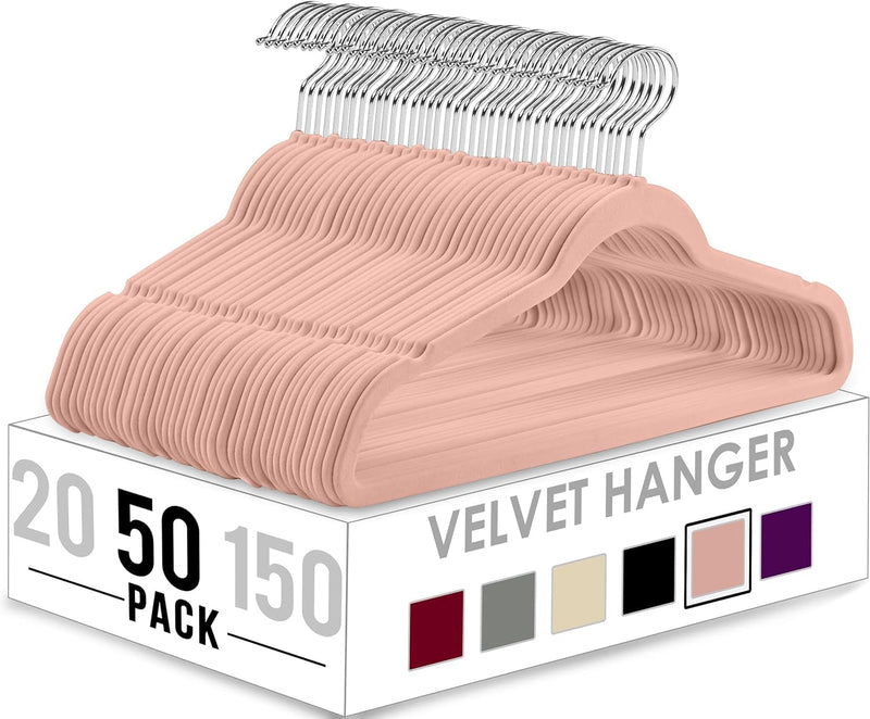 Utopia Home Velvet Hangers 50 Pack - Non-Slip Suit Hangers With 360 Degree Rotatable Hook - For Pants, Coats, Shirts & More (COLOR MAY VARY)