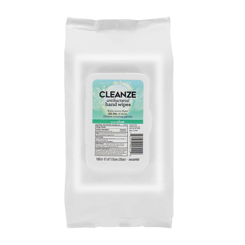Cleanze Antibacterial Hand Sanitizing Wipes | 100 Count Hand Wipes, Unscented Disinfecting Hand Sanitizer Wipes With Aloe | Antibacterial Hand Wipes Kill 99.9% Of Most Illness Causing Germs