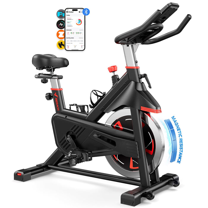 MERACH Exercise Bike, Indoor Cycling Bike Brake Pad, Magnetic Stationary Bike With Exclusive App, 300Lbs Cycle Bike With Comfortable Bike Seat Cushion And Tablet Mount For Home Weight Loss (LOCAL PICKUP ONLY)