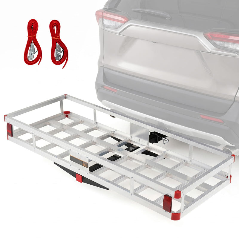 Toolsempire Aluminum Cargo Carrier, Hitch Mount Luggage Basket With 9" High Side Rails, 5/8" Pin, Straps & Reflectors, Heavy Duty Cargo Basket Fits 2" Receiver For SUV & Truck, 500 Lbs Capacity (LOCAL PICKUP ONLY)