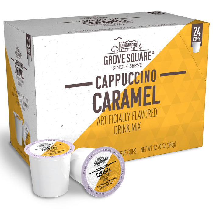 Grove Square Cappuccino Pods, Caramel, Single Serve (Pack Of 24)