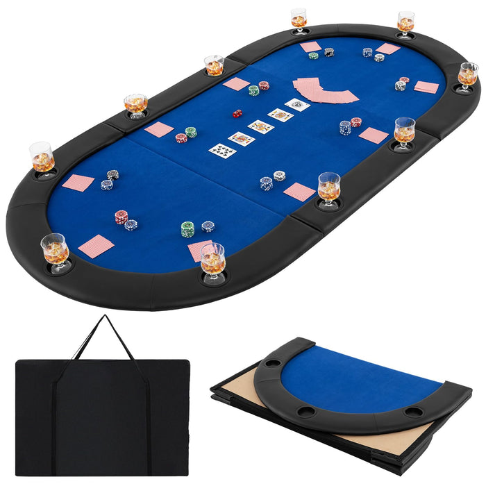Giantex 82" X 42" Poker Table Top, 10 Player Oval Triple-Fold Blackjack Poker Card Table Topper W/Carrying Bag, Cup Holders, Portable Foldable Texas Holdem Poker Mat Layout For Casino Board Game (LOCAL PICKUP ONLY)