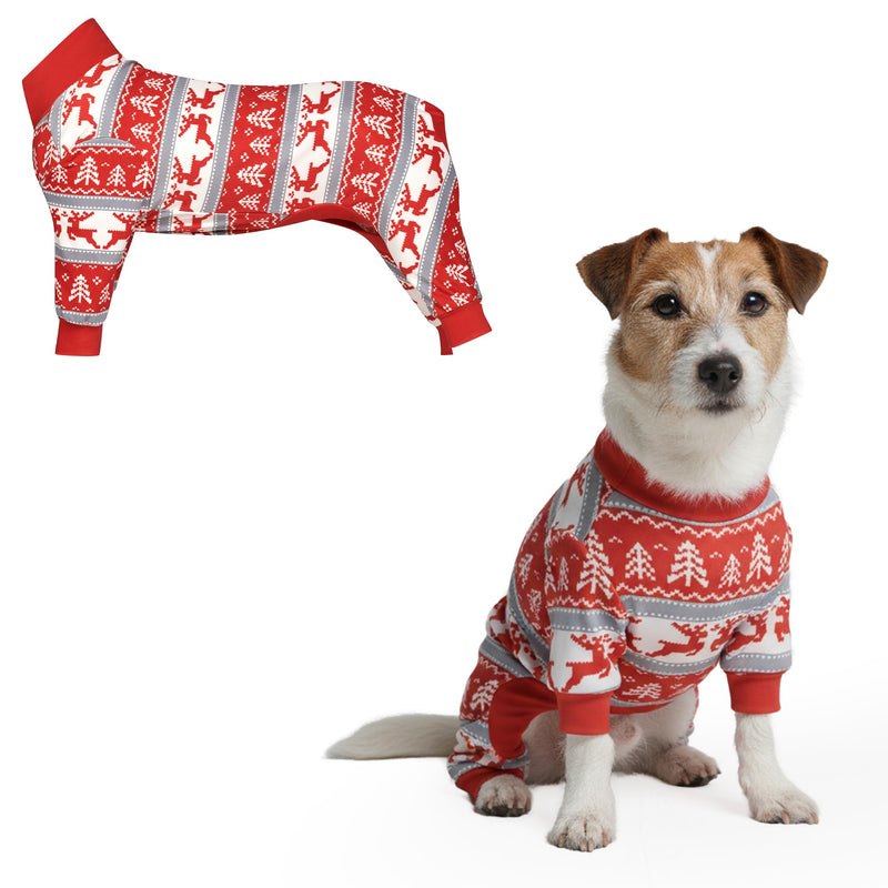 Spark Paws Dog Christmas Pajama, Dog Recovery Suit Male, Onesie, Ultra-Soft And 4-Way Stretch, For Small Medium And Large Breeds - Winter Wonderland - L