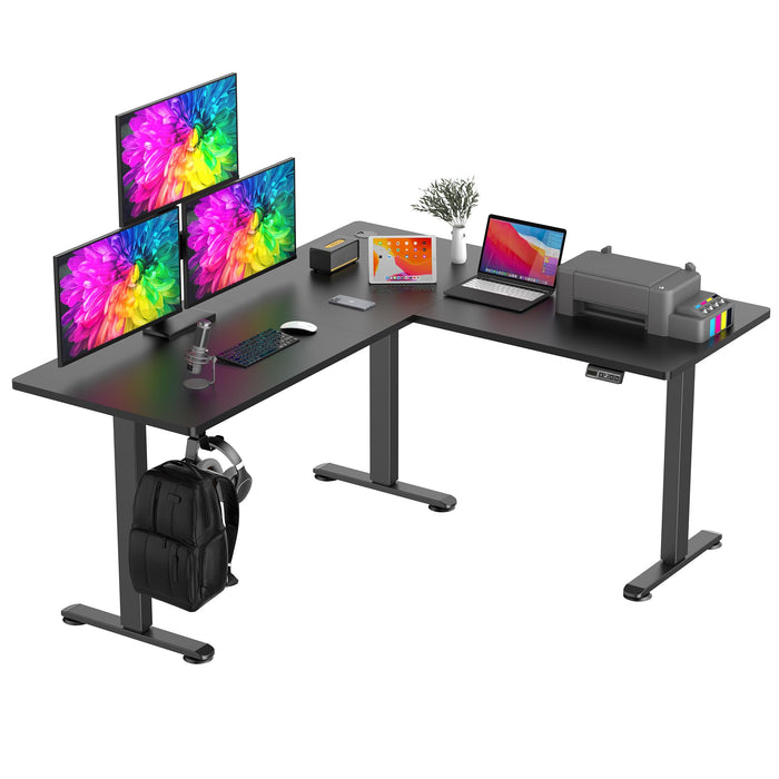 Farexon Standing Desk L Shaped,63X55 Inch Electric Adjustable Height Stand Up Desk,Corner Sit Stand Desk With Mouse Pad,Home Office Sturdy Writing Gaming Workstation,Black (LOCAL PICKUP ONLY)