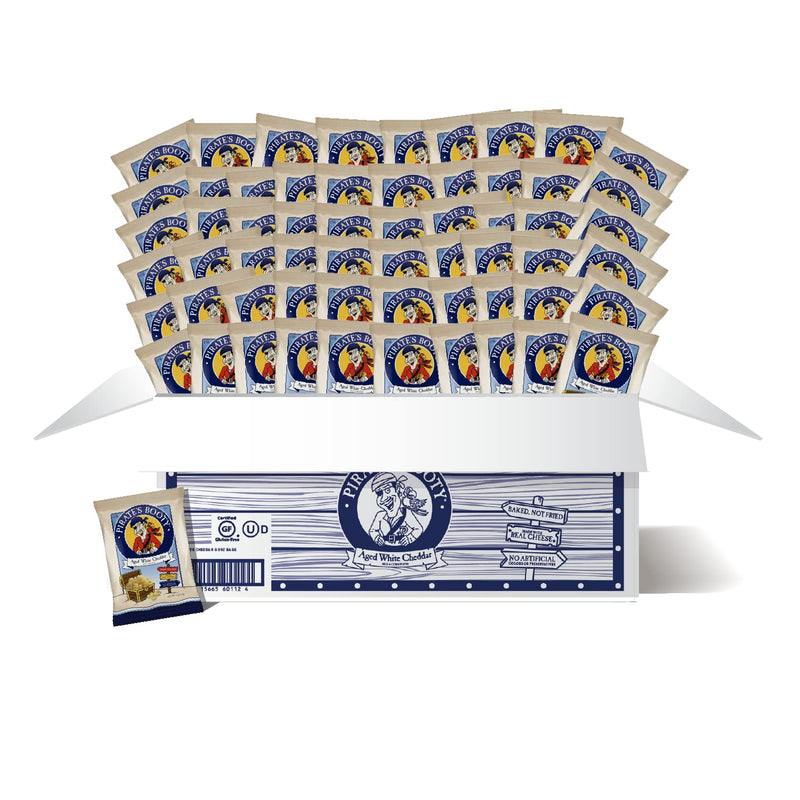 SINGLE POP Pirate's Booty Aged White Cheddar Cheese Puffs, 60Ct, 0.5Oz Individual Size Bags, Gluten Free, Healthy Kids Snacks, 100 Calorie Packs