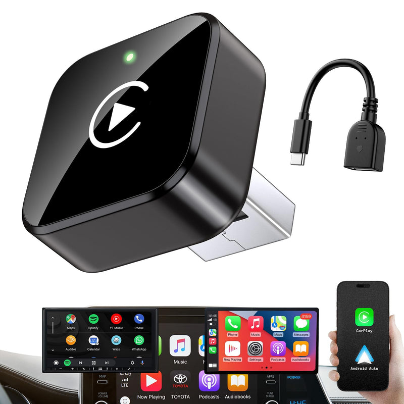 Wireless Carplay Adapter 2026 Upgrade Mini Design, USB/USB-C Plug & Play Converts Carplay To Wireless - Easy Use Fast Stable Connection Car Play For Iphone & Android